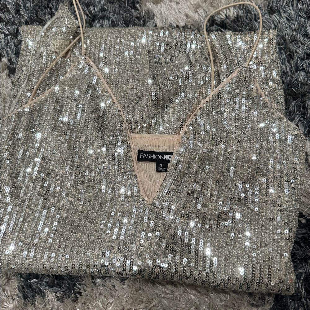 Silver Sequin Evening Dress - Picture 3 of 3